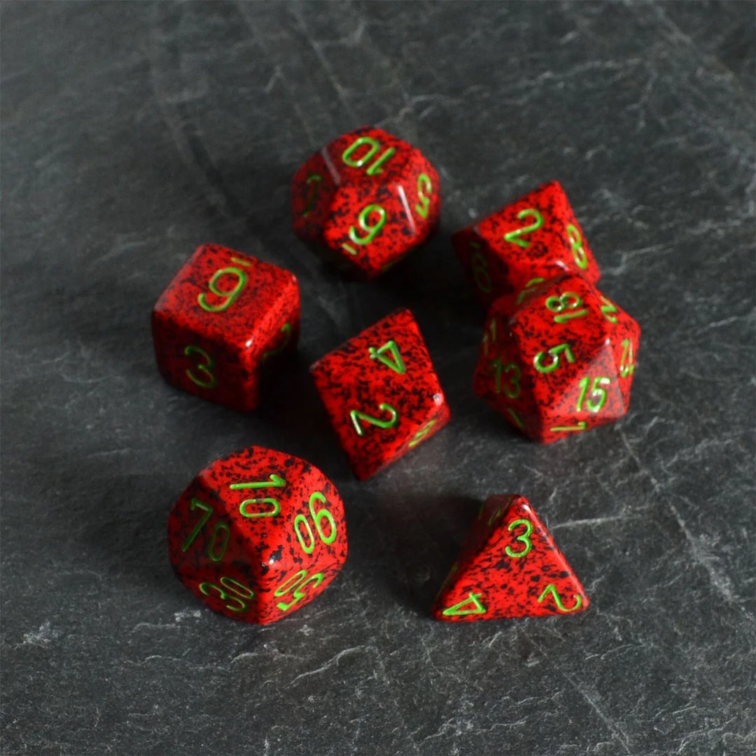 Chessex Dice Speckled Poly 7 Set Strawberry 5 Chessex Dice Speckled Poly 7 Set Strawberry