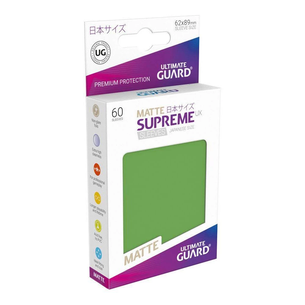 Ultimate Guard Supreme UX Sleeves: Japanese Size Matte Green (60) Tabletop 3 Ultimate Guard Supreme UX Sleeves: Japanese Size Matte Green (60) Tabletop