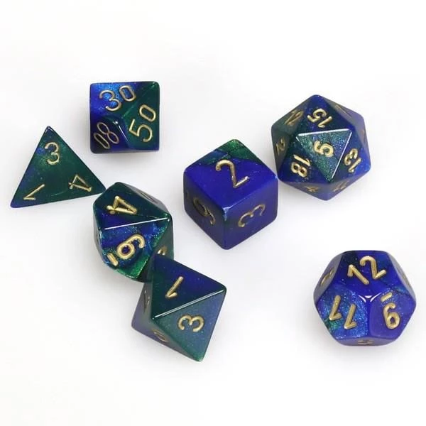 Chessex Tabletop Gemini Blue-Green/Gold Poly 7 Die Set 3 Chessex Tabletop Gemini Blue-Green/Gold Poly 7 Die Set