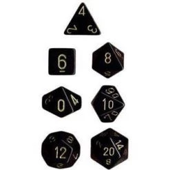 Chessex Opaque Poly 7 Set Black/Gold Tabletop
