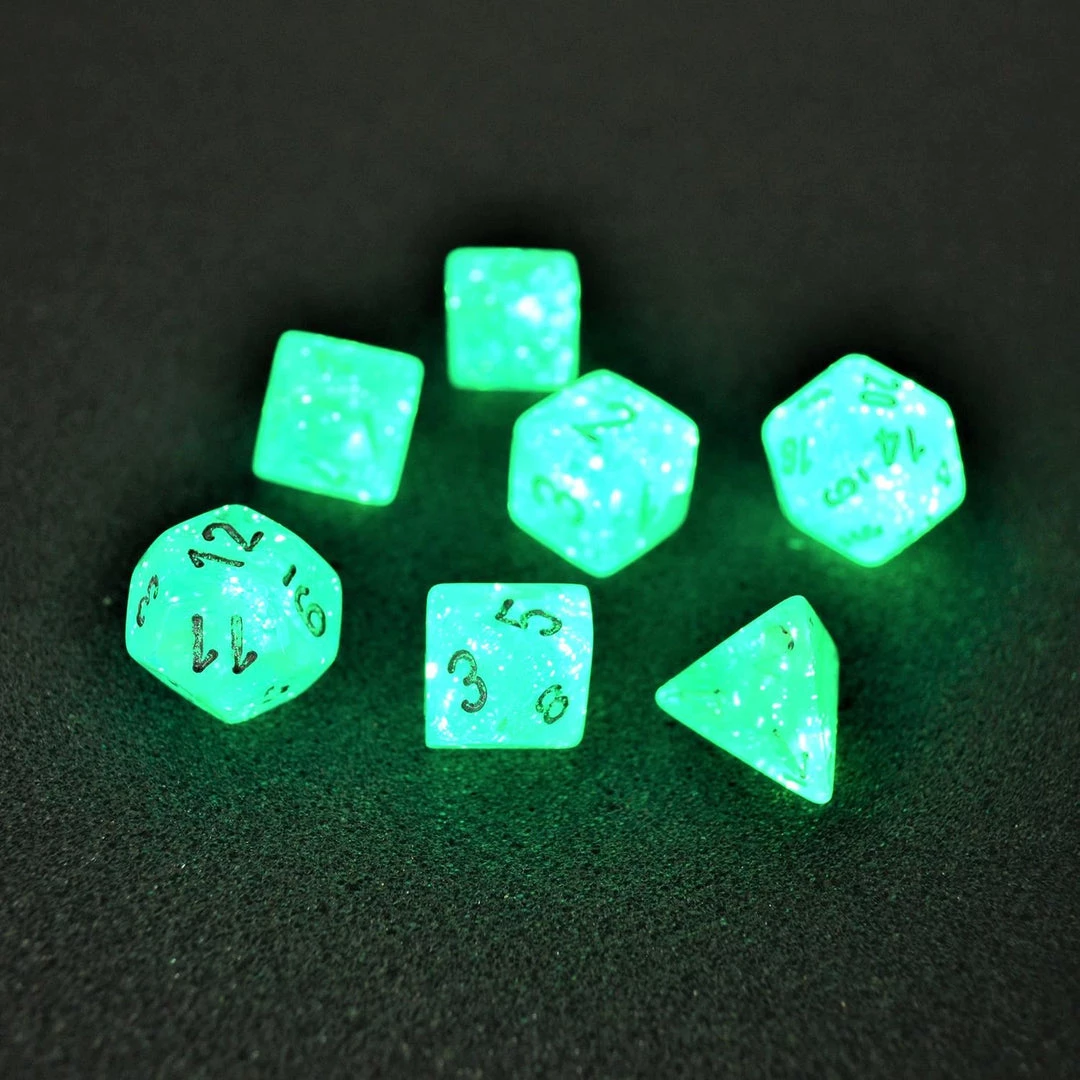 Chessex Tabletop Luminary Sky/Silver Polyhedral 7 Die Set 4 Chessex Tabletop Luminary Sky/Silver Polyhedral 7 Die Set