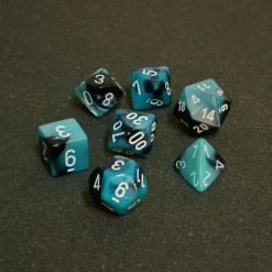 Chessex Gemini Poly 7-Die Set - Black Shell/White Tabletop