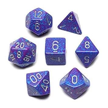 Chessex Tabletop Speckled Poly 7-Dice Silver 3 Chessex Tabletop Speckled Poly 7-Dice Silver