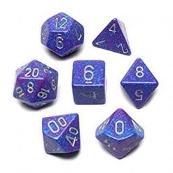 Chessex Tabletop Speckled Poly 7-Dice Silver 5 Chessex Tabletop Speckled Poly 7-Dice Silver