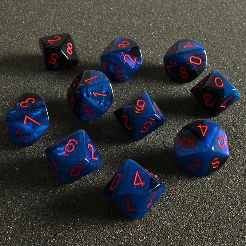 Chessex Tabletop Gemini D10 Set Black Star/Red 3 Chessex Tabletop Gemini D10 Set Black Star/Red