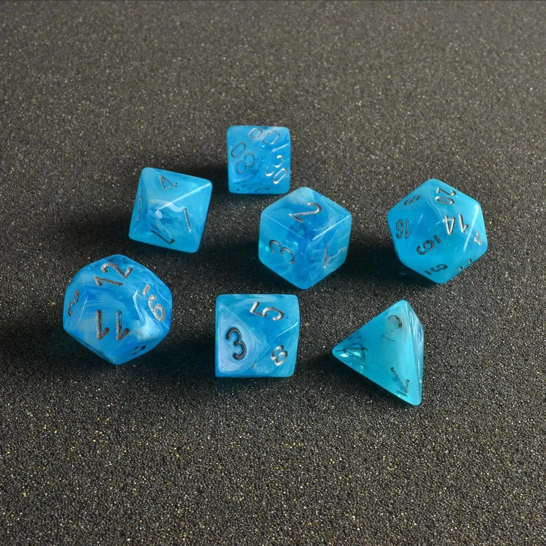 Chessex Tabletop Luminary Sky/Silver Polyhedral 7 Die Set 5 Chessex Tabletop Luminary Sky/Silver Polyhedral 7 Die Set