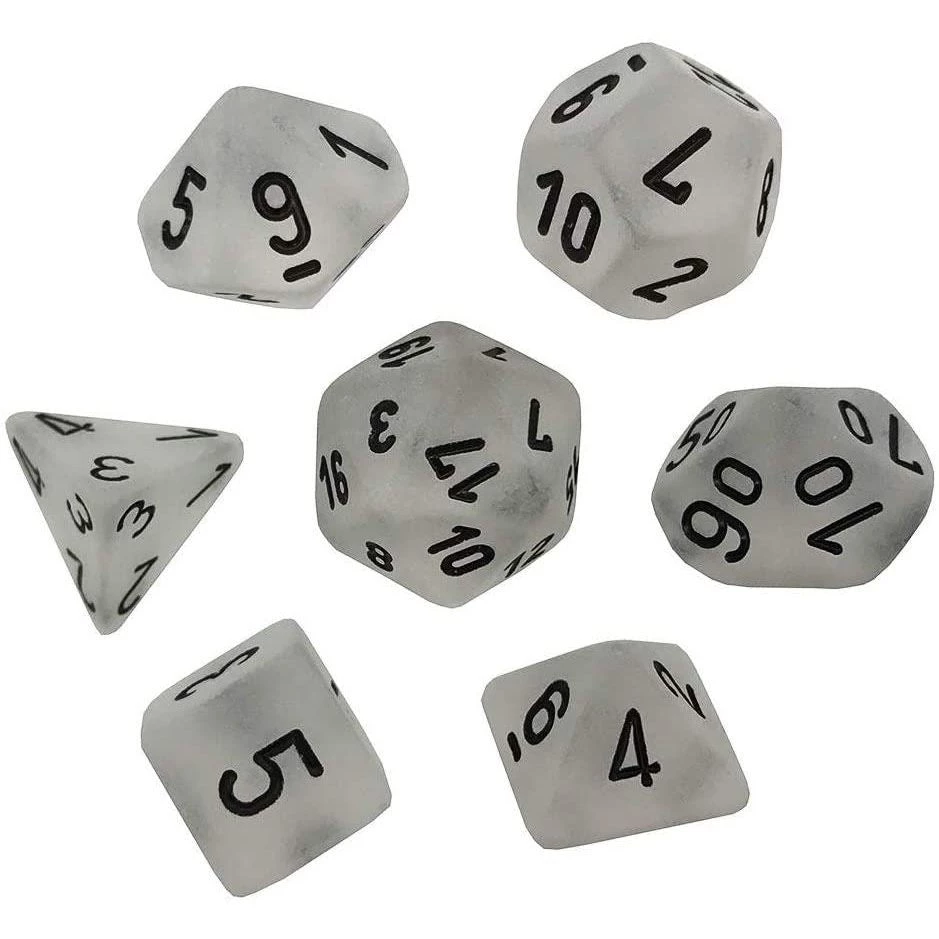 Chessex Tabletop Frosted Poly 7-Die Clear/black 3 Chessex Tabletop Frosted Poly 7-Die Clear/black