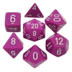 Chessex Opaque Light Purple/White Polyhedral 7 Die Set