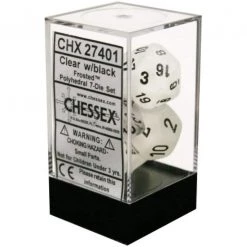 Chessex Tabletop Frosted Poly 7-Die Clear/black 9 Chessex Tabletop Frosted Poly 7-Die Clear/black