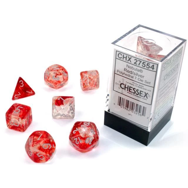 Chessex Nebula Red/Silver Luminary 7-Die Set Tabletop 4 Chessex Nebula Red/Silver Luminary 7-Die Set Tabletop