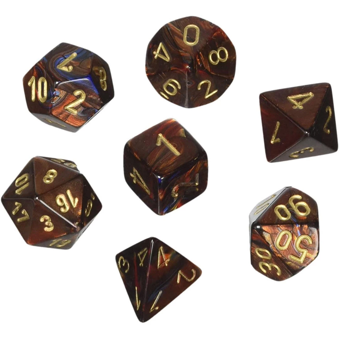 Chessex Tabletop Scarab Poly 7 Blue Blood/Gold 3 Chessex Tabletop Scarab Poly 7 Blue Blood/Gold