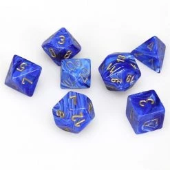 Chessex Vortex Blue/Gold Polyhedral 7 Die Set 7 Chessex Vortex Blue/Gold Polyhedral 7 Die Set