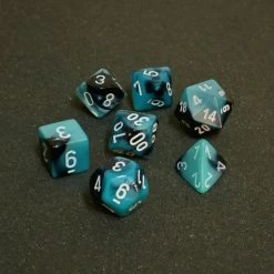 Chessex Gemini Poly 7-Die Set - Black Shell/White Tabletop