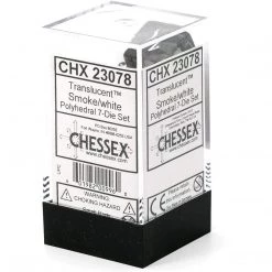 Chessex Tabletop Translucent Smoke/White Polyhedral 7 Die Set