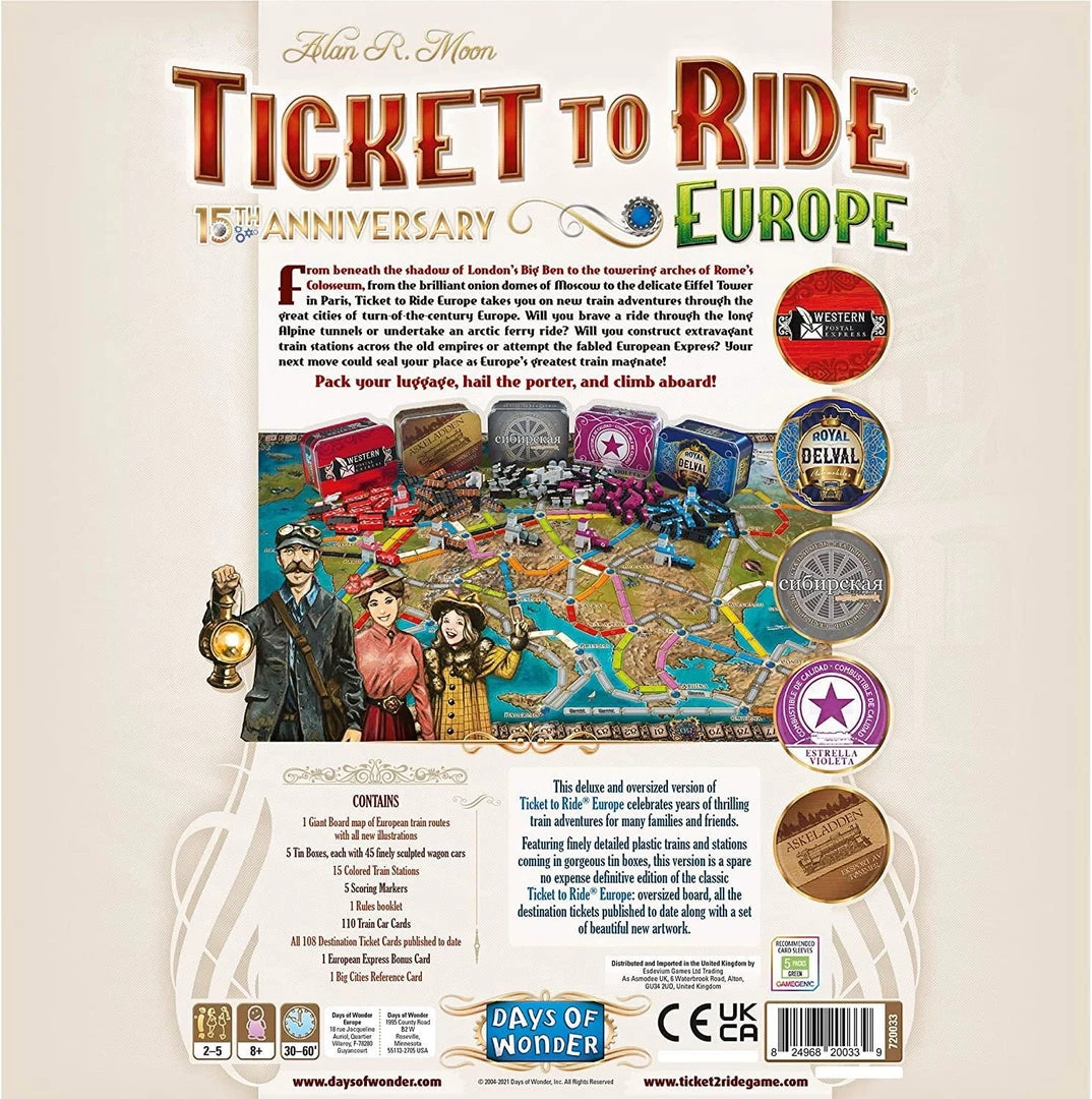 Ticket To Ride: Europe - 15th Anniversary Board Game Deluxe Edition 4 Ticket To Ride: Europe - 15th Anniversary Board Game Deluxe Edition