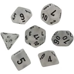 Chessex Tabletop Frosted Poly 7-Die Clear/black 8 Chessex Tabletop Frosted Poly 7-Die Clear/black