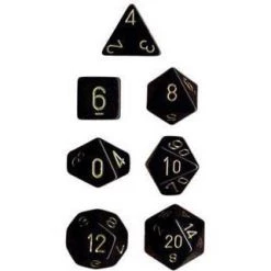 Chessex Opaque Poly 7 Set Black/Gold Tabletop