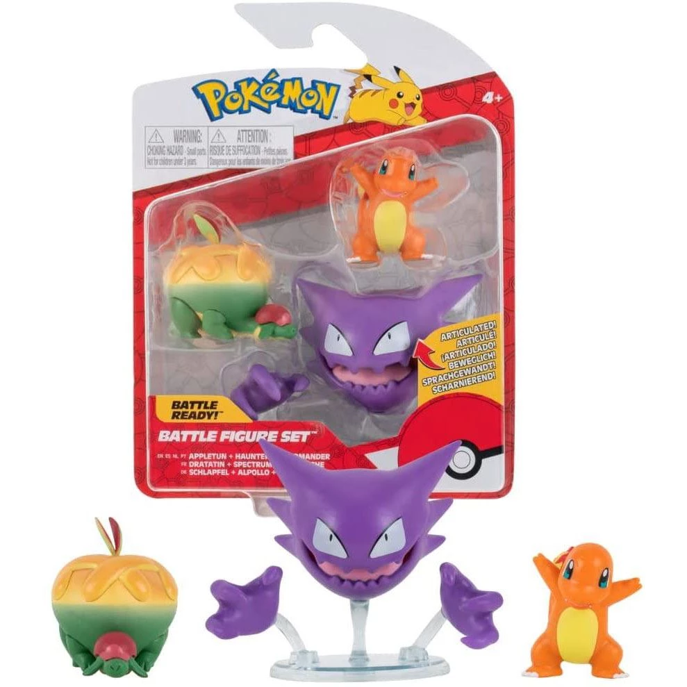 Pokemon Battle Figurine Set - Haunter, Charmander & Appletun 3 Pokemon Battle Figurine Set - Haunter, Charmander & Appletun