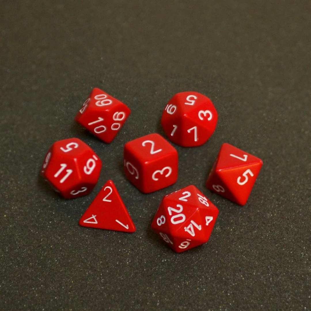 Dice Chessex Opaque Poly 7-Die Set - Red/White 4 Dice Chessex Opaque Poly 7-Die Set - Red/White