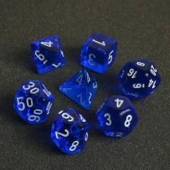 Chessex Translucent Poly 7-Die Set - Blue/White Tabletop