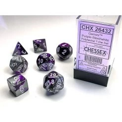 Chessex Tabletop Gemini Poly 7 Set Pur-steel/wh