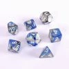 Chessex Gemini Poly 7 Set Bl-Steel/Wh Dice 2 Chessex Gemini Poly 7 Set Bl-Steel/Wh Dice