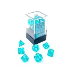 Chessex Mini-Poly 7 Trans Teal/White Tabletop