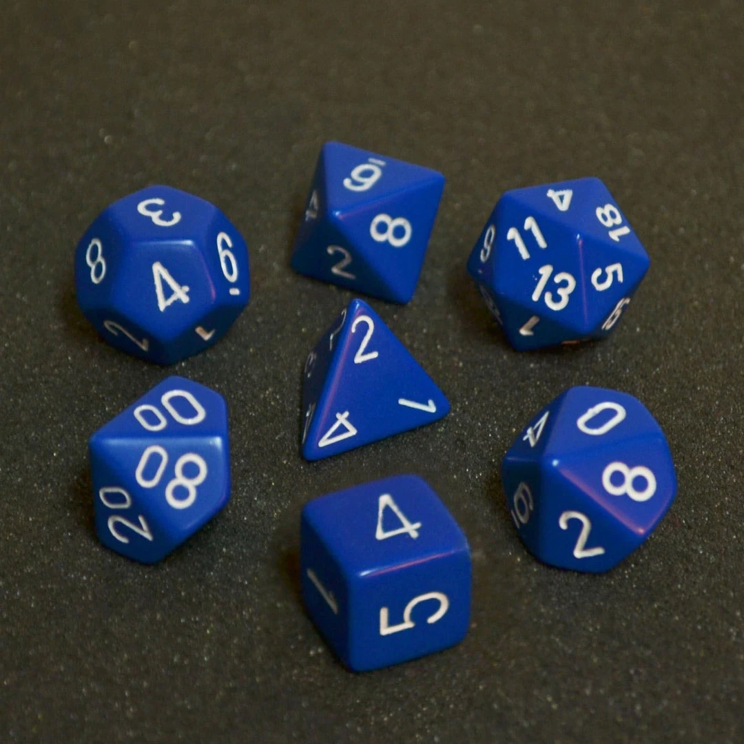 Dice Chessex Opaque Poly 7-Die Set - Blue/White 3 Dice Chessex Opaque Poly 7-Die Set - Blue/White