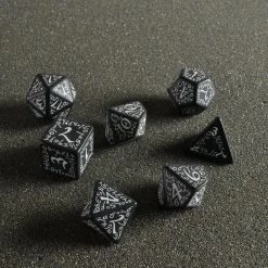 Q-Workshop Elvish Black/White Dice Set 5 Q-Workshop Elvish Black/White Dice Set