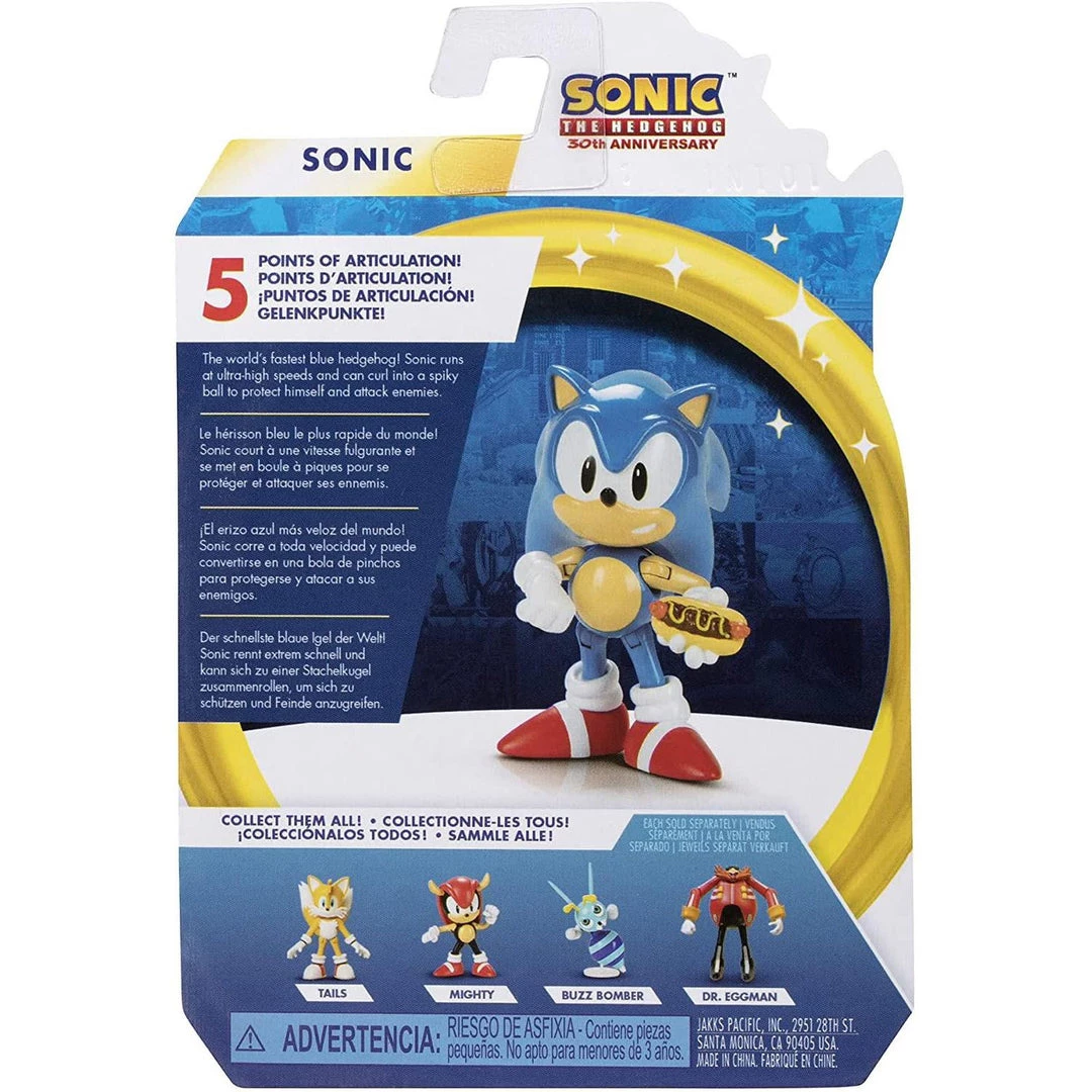 Sonic The Hedgehog Classic Sonic W/ Hot Dog Action Figure 6 Sonic The Hedgehog Classic Sonic W/ Hot Dog Action Figure