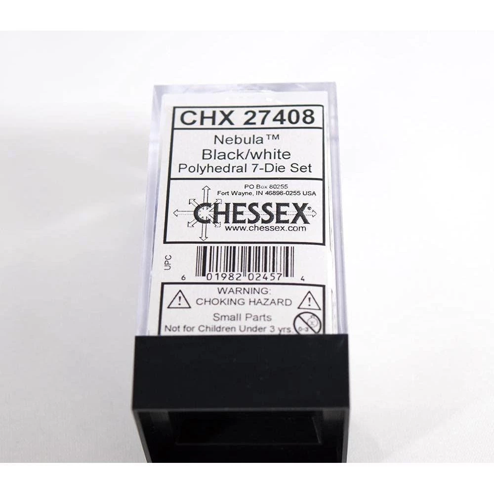 Chessex Nebula Black/White Polyhedral 7 Die Set Tabletop 5 Chessex Nebula Black/White Polyhedral 7 Die Set Tabletop