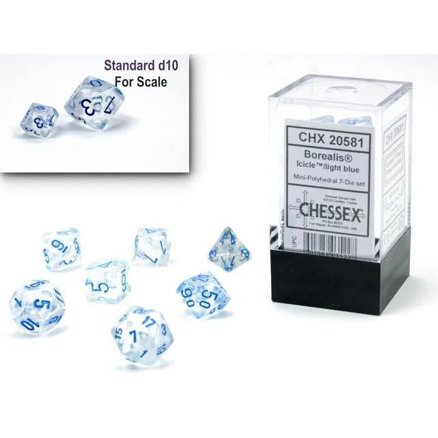 Chessex Mini-Poly 7 Borealis Ice/Blue 6 Chessex Mini-Poly 7 Borealis Ice/Blue