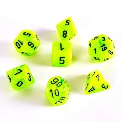 Chessex Vortex Bright Green/Black Polyhedral 7 Die Set Tabletop