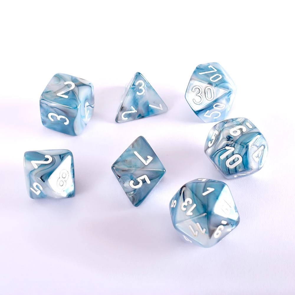 Chessex Lustrous Slate White Poly 7 3 Chessex Lustrous Slate White Poly 7