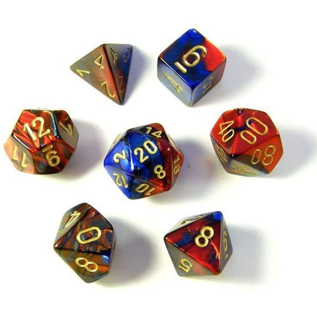 Chessex Gemini Poly 7 Set Blue-Red/Go Tabletop 4 Chessex Gemini Poly 7 Set Blue-Red/Go Tabletop