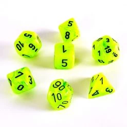 Chessex Vortex Bright Green/Black Polyhedral 7 Die Set Tabletop