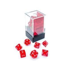 Chessex Dice Mini-Poly 7 Trans Red/White