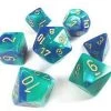 Chessex Gemini Poly 7 Set Blue-Teal/Gold Tabletop 2 Chessex Gemini Poly 7 Set Blue-Teal/Gold Tabletop