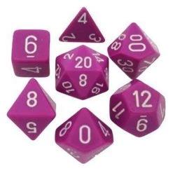 Chessex Opaque Light Purple/White Polyhedral 7 Die Set
