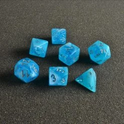 Chessex Tabletop Luminary Sky/Silver Polyhedral 7 Die Set