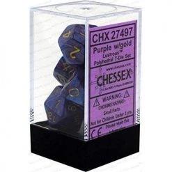 Chessex Lustrous Purple W/Gold Polyhedral 7 Die Set Dice