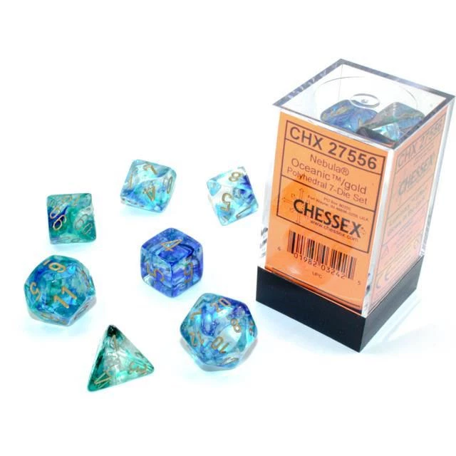 Chessex Nebula Oceanic/Gold Luminary 7-Die Set Tabletop 6 Chessex Nebula Oceanic/Gold Luminary 7-Die Set Tabletop