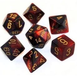 Chessex Tabletop Gemini Poly 7 Set Black-Red/Gold
