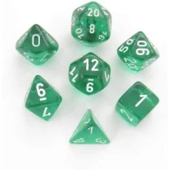 Chessex Tabletop Translucent Green/White Polyhedral 7 Die Set